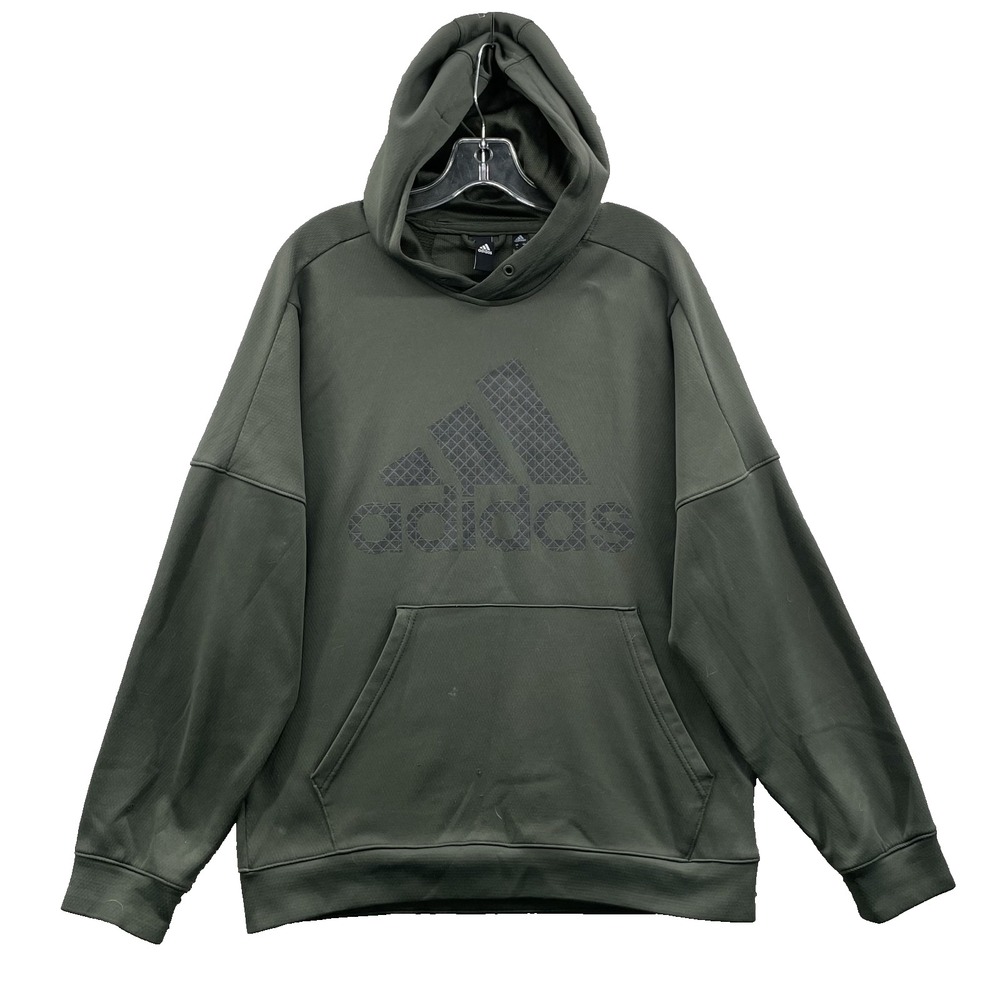 Adidas Hoodie Mens Large Army Green Sportswear Performance Athletic Streetwear